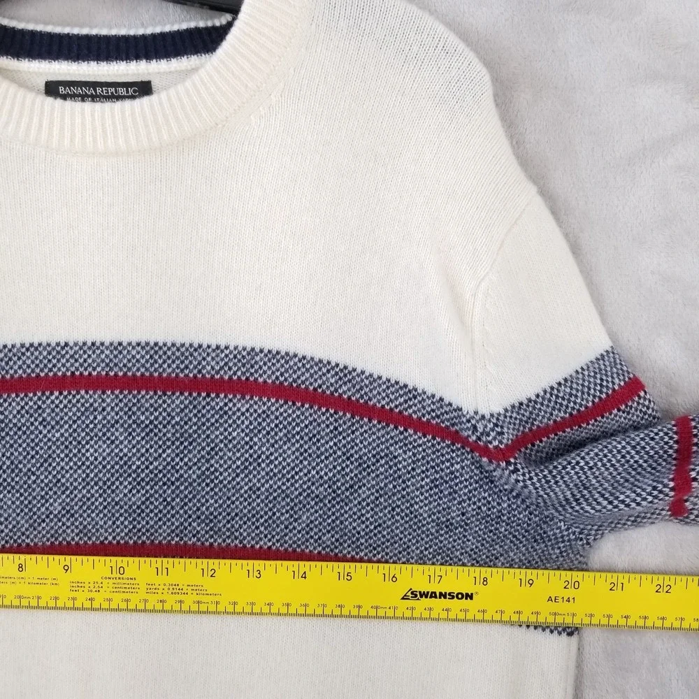 Banana‎ Republic Sweater Men M Recycled Wool Striped Crew Neck Pullover Street